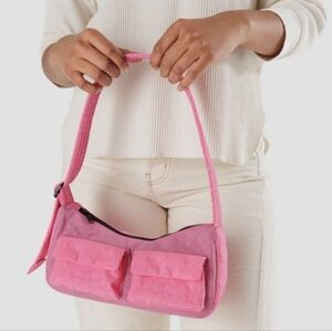 BAGGU Azalea Pink Cargo Pocket Nylon Shoulder Bag